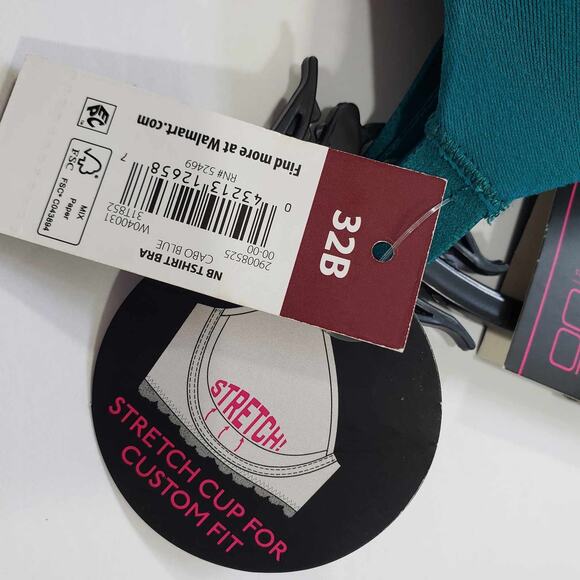 No Boundaries Womens Flex Wire T-Shirt Bra with Stretch Cup Cabo Blue Size 32B - Picture 3 of 5